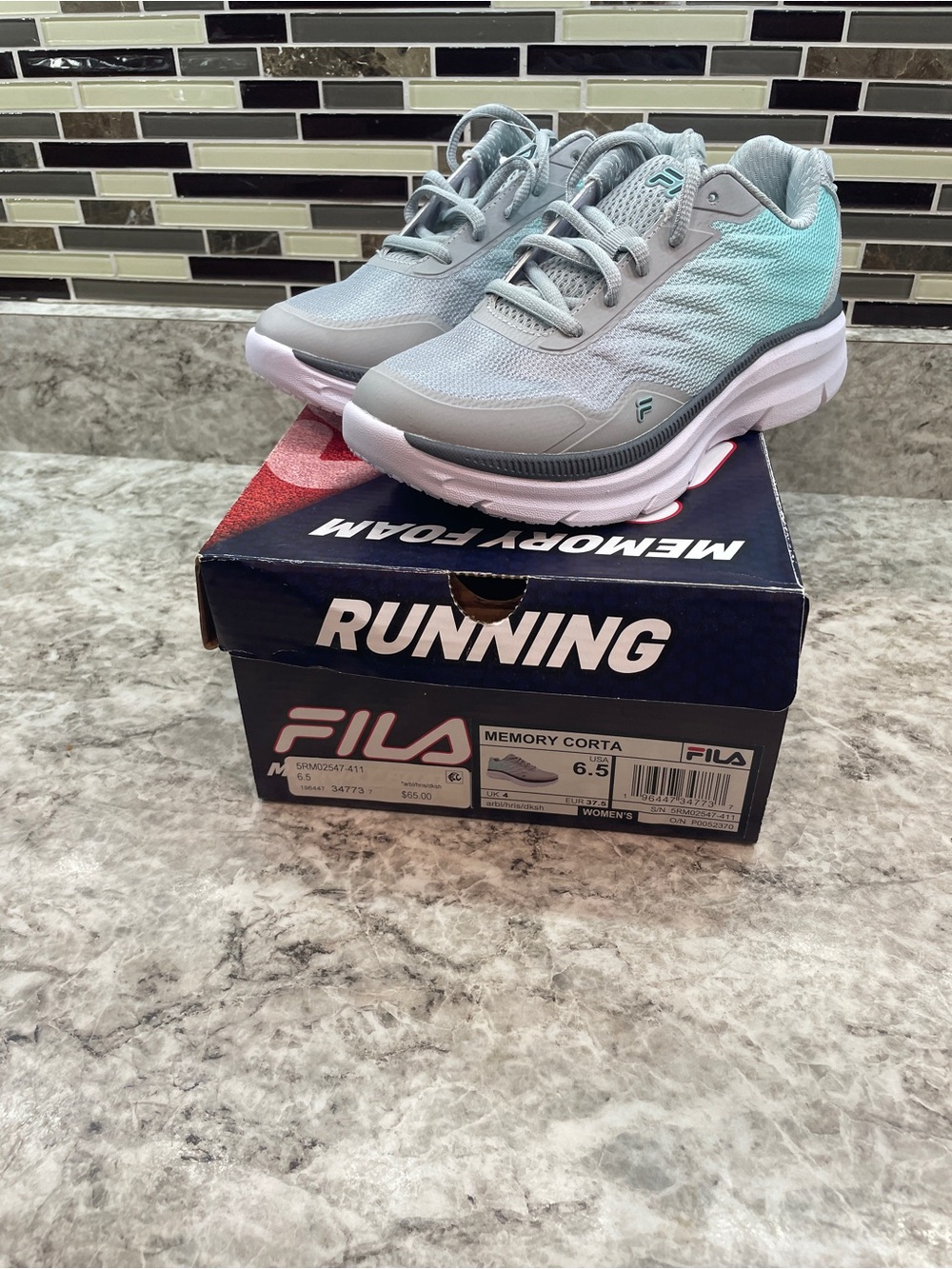 Fila Memory Foam Sneakers NIB size 6.5 Gray & Teal